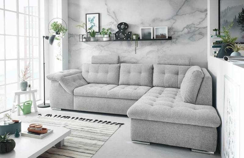 ED EXCITING DESIGN Ecksofa Oman L-Form, mit Bettfunktion, Bettkasten, Armteilverstellung & Kopfstützen von ED EXCITING DESIGN