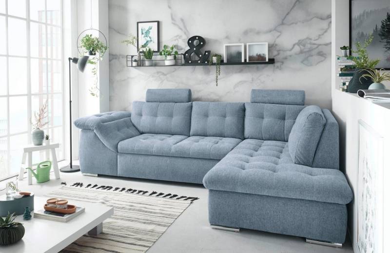 ED EXCITING DESIGN Ecksofa Oman L-Form, mit Bettfunktion, Bettkasten, Armteilverstellung & Kopfstützen von ED EXCITING DESIGN