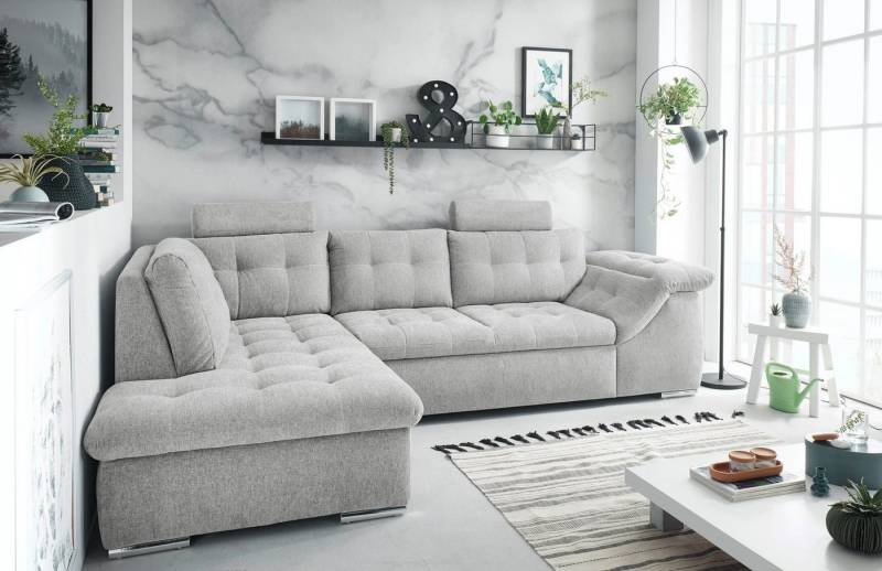ED EXCITING DESIGN Ecksofa Oman L-Form, mit Bettfunktion, Bettkasten, Armteilverstellung & Kopfstützen von ED EXCITING DESIGN
