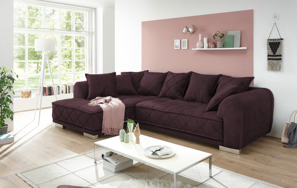 ED EXCITING DESIGN Ecksofa Sentina, Mit Rückenkissen, Frei im Raum stellbar, Links oder rechts montierbar von ED EXCITING DESIGN