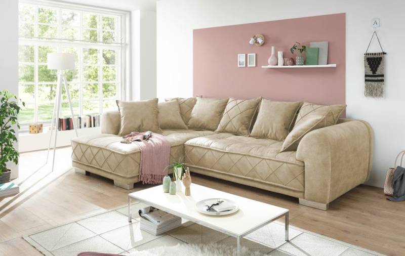 ED EXCITING DESIGN Ecksofa Sentina, mit Rückenkissen, Ottomane links oder rechts montierbar, frei im Raum von ED EXCITING DESIGN