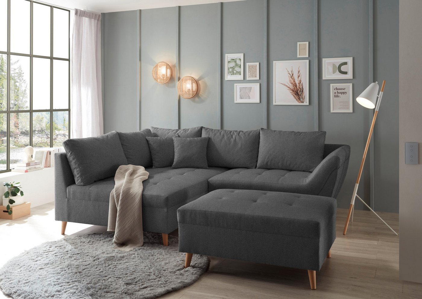 ED EXCITING DESIGN Ecksofa Split L-Form, Set, frei im Raum stellbar, inkl. 7 Kissen von ED EXCITING DESIGN