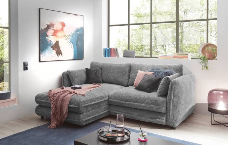 ED EXCITING DESIGN Ecksofa Stanley, mit Schlaffunktion, Bettkasten, Zierkissen, Rückenkissen von ED EXCITING DESIGN