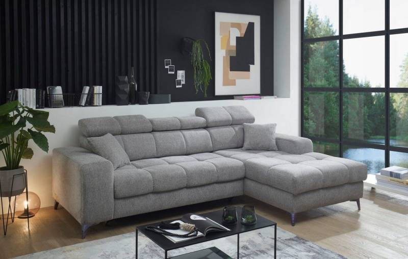 ED EXCITING DESIGN Ecksofa Sydney L-Form, mit Bettfunktion, Bettkasten, Kopfteilverstellung & 2 Zierkissen von ED EXCITING DESIGN