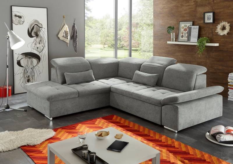 ED EXCITING DESIGN Ecksofa Wayne, mit Schlaffunktion & Bettkasten, 2x Nierenkissen von ED EXCITING DESIGN