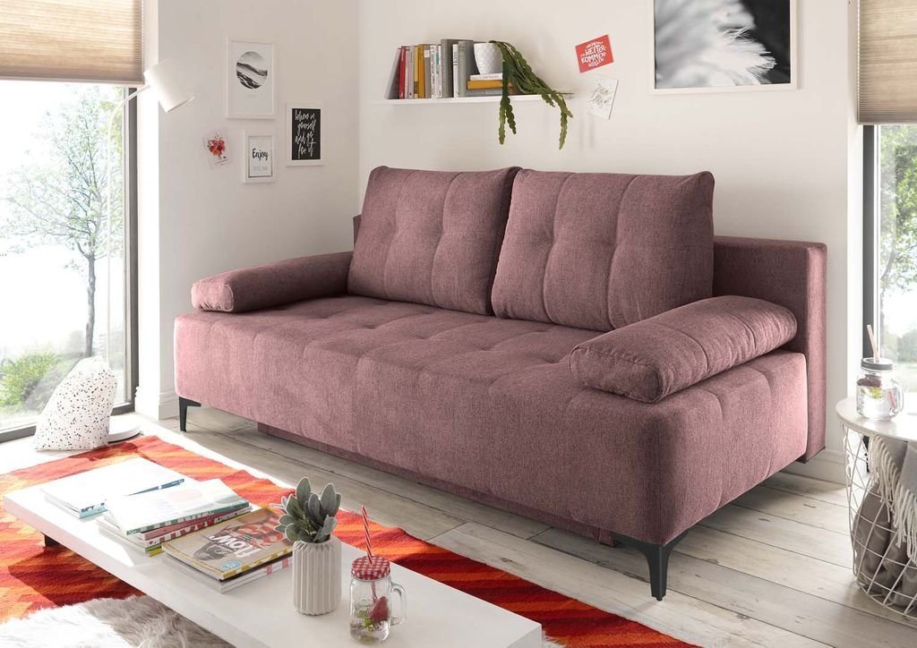 ED EXCITING DESIGN Schlafsofa, Molina Schlafsofa 203 x 107 cm Polstergarnitur Sofa Couch Aubergine von ED EXCITING DESIGN