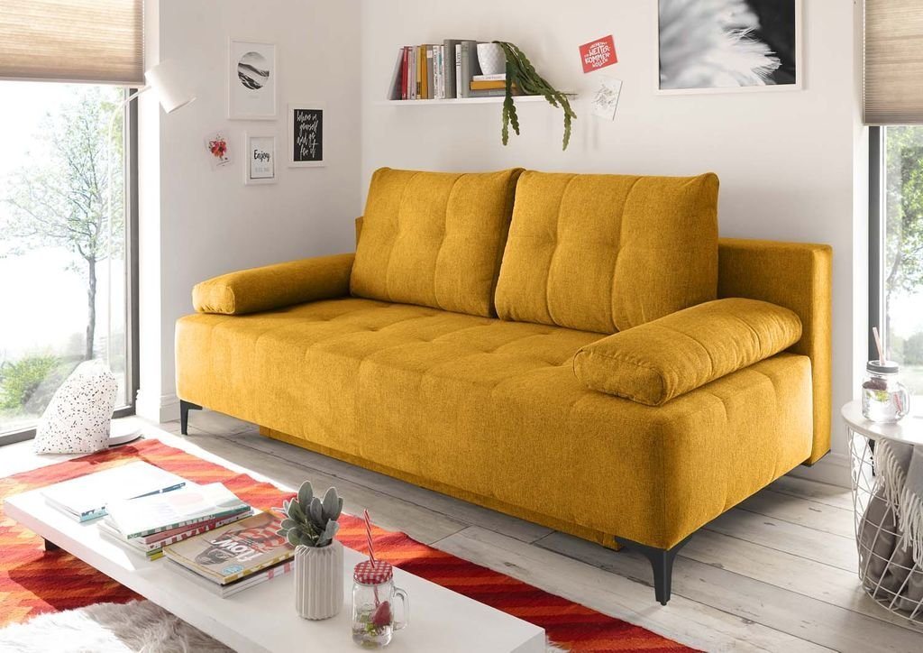 ED EXCITING DESIGN Schlafsofa, Molina Schlafsofa 203 x 107 cm Polstergarnitur Sofa Couch Gelb von ED EXCITING DESIGN