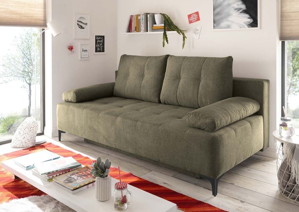 ED EXCITING DESIGN Schlafsofa, Molina Schlafsofa 203 x 107 cm Polstergarnitur Sofa Couch Olive von ED EXCITING DESIGN
