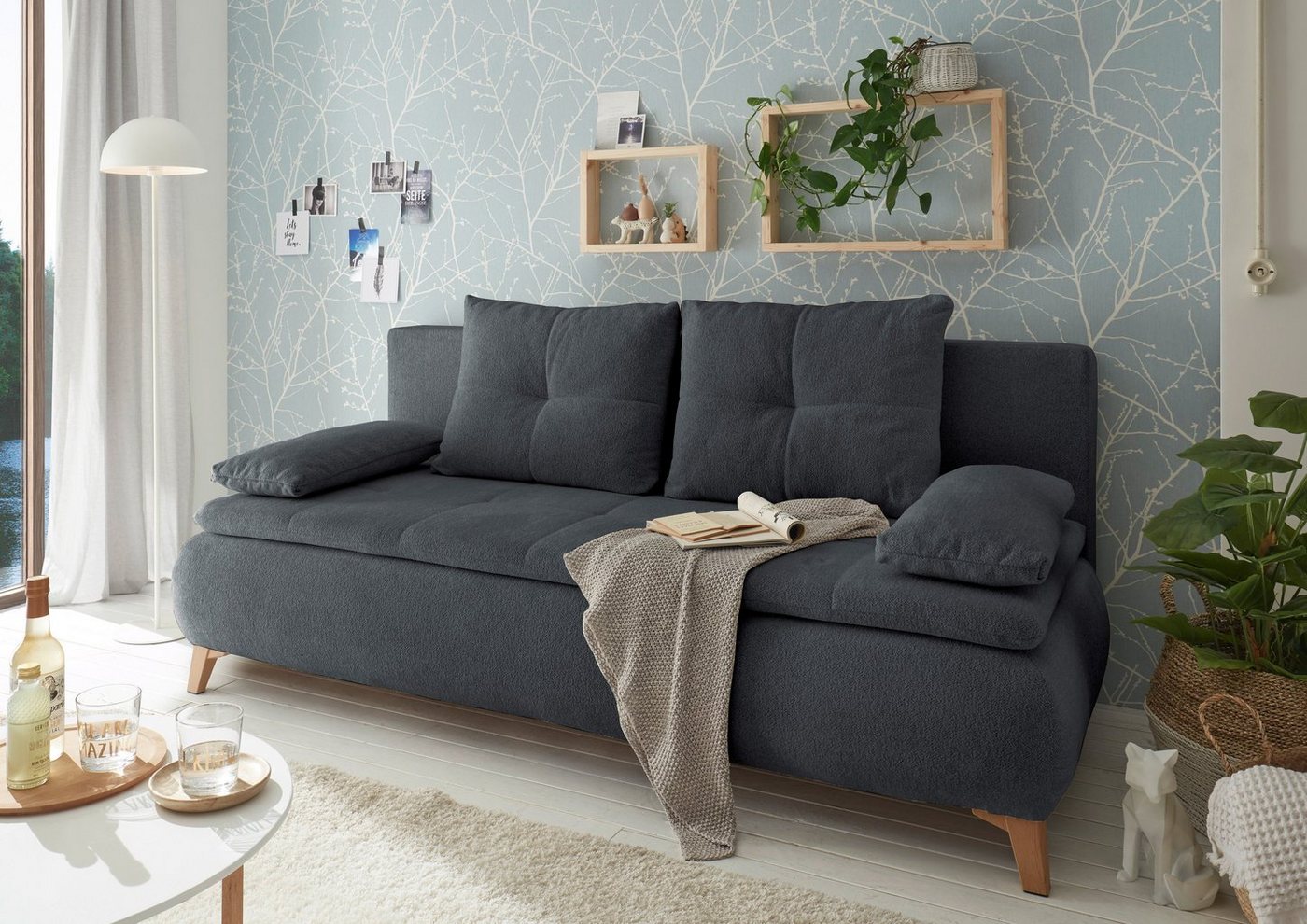 ED EXCITING DESIGN Schlafsofa Magnus, mit Bettfunktion und Bettkasten, sowie Rücken- und Armlehnkissen von ED EXCITING DESIGN