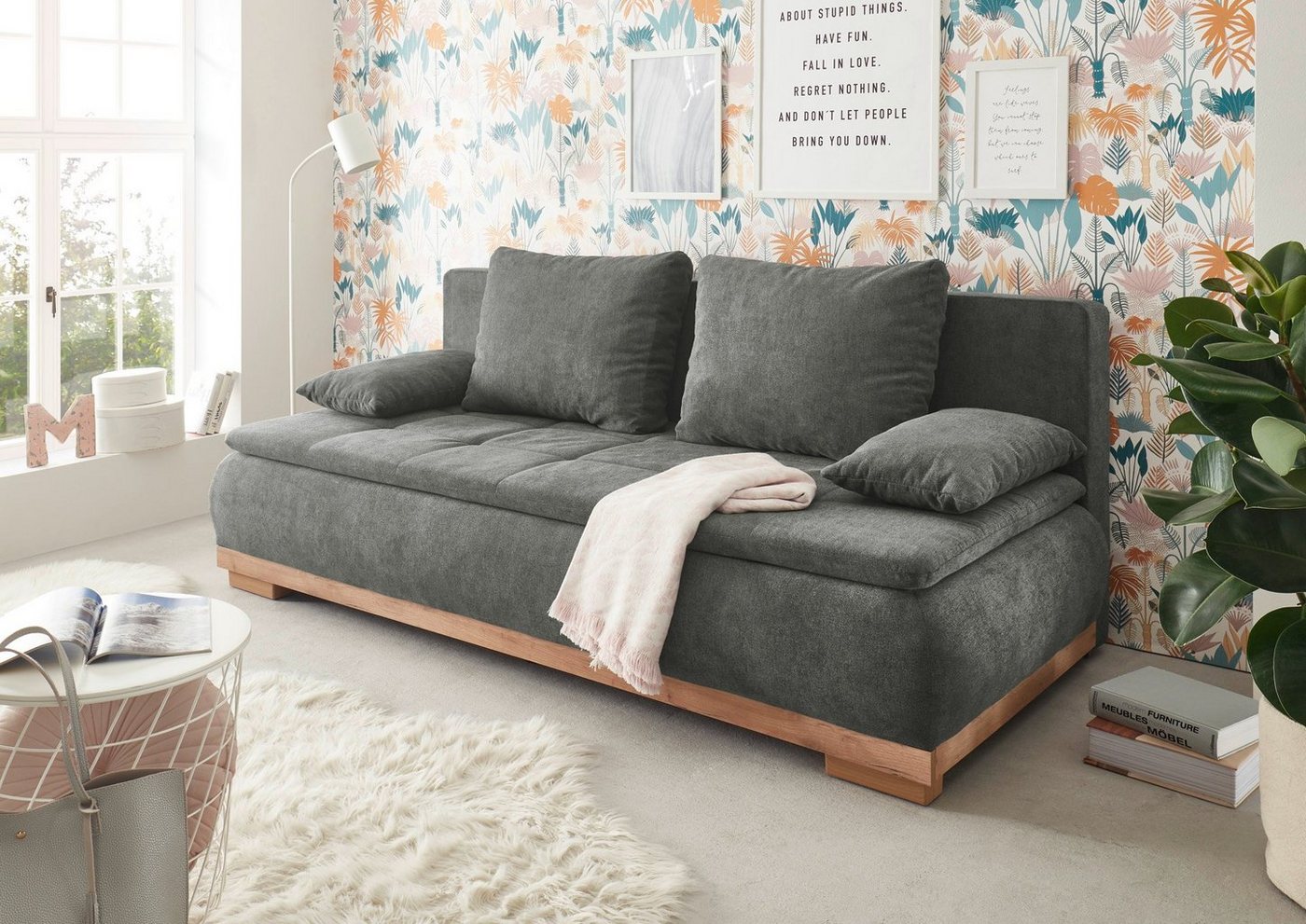 ED EXCITING DESIGN Schlafsofa Mila, mit Bettfunktion und Bettkasten, sowie Rücken- und Armlehnkissen von ED EXCITING DESIGN