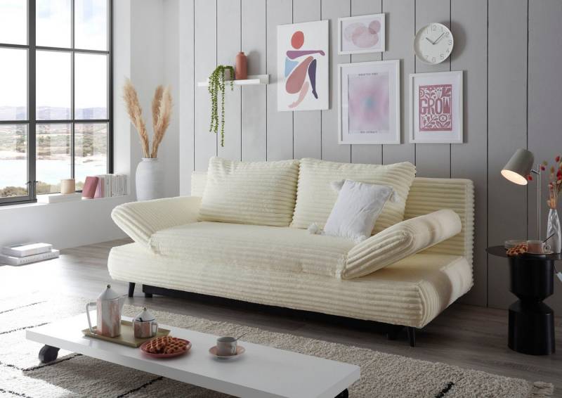 ED EXCITING DESIGN Schlafsofa Sunny, mit Bettkasten, Armteilverstellung & 2 Rückenkissen von ED EXCITING DESIGN
