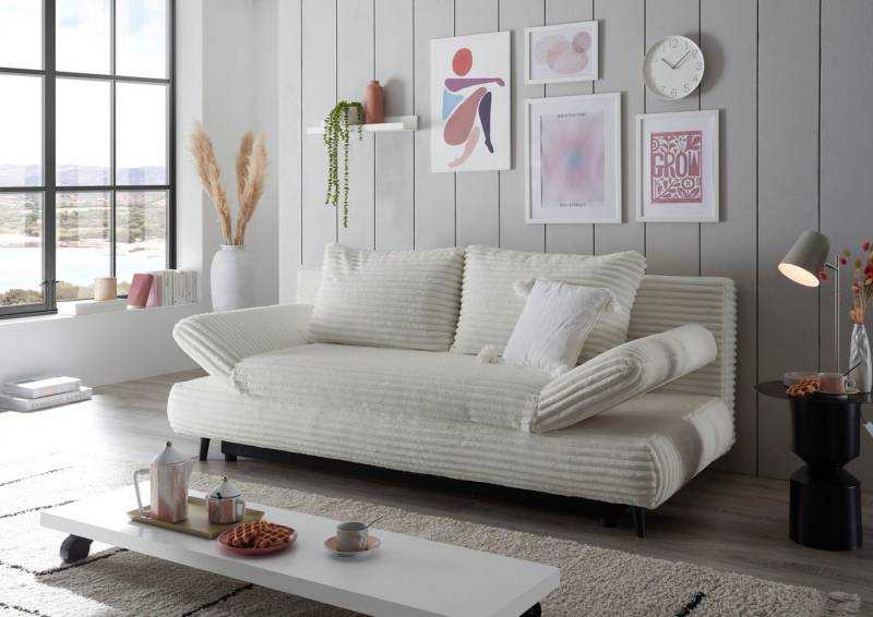 ED EXCITING DESIGN Schlafsofa Sunny, mit Bettkasten, Armteilverstellung & 2 Rückenkissen von ED EXCITING DESIGN