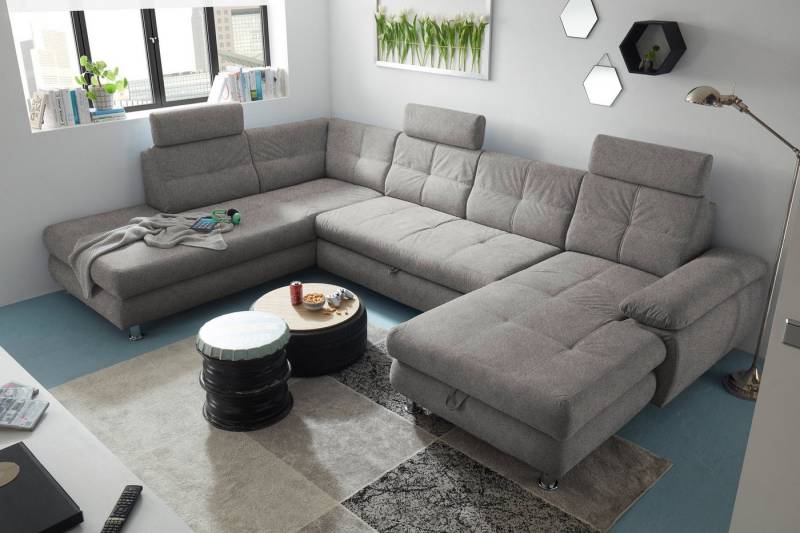 ED EXCITING DESIGN Wohnlandschaft Alba, mit Schlaffunktion & Bettkasten, verstellbare Kopfstützen von ED EXCITING DESIGN