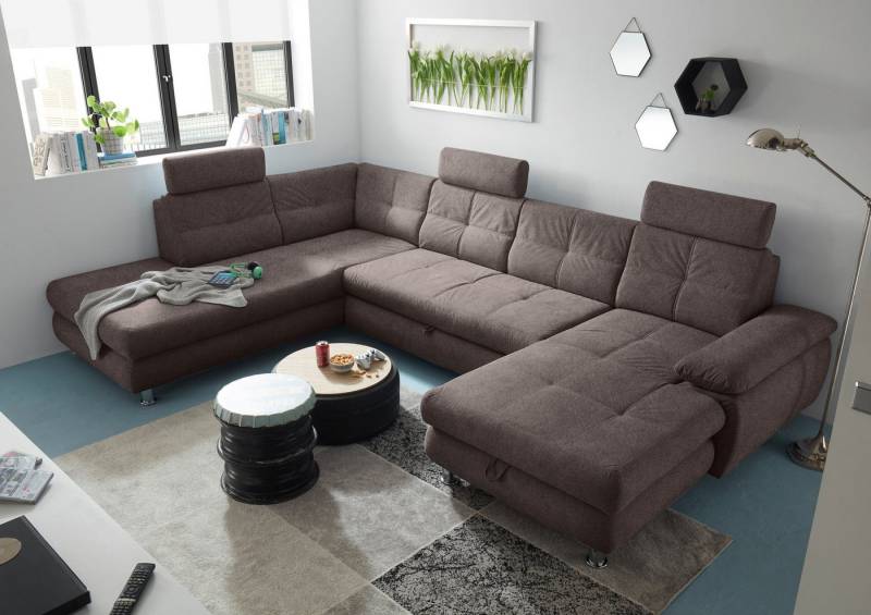 ED EXCITING DESIGN Wohnlandschaft Alba, mit Schlaffunktion & Bettkasten, verstellbare Kopfstützen von ED EXCITING DESIGN