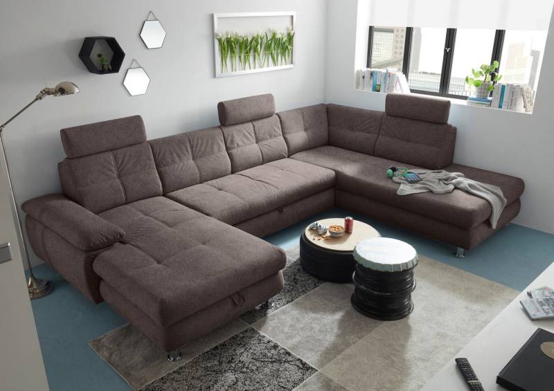 ED EXCITING DESIGN Wohnlandschaft Alba, mit Schlaffunktion & Bettkasten, verstellbare Kopfstützen von ED EXCITING DESIGN