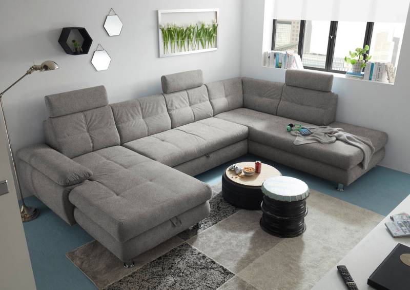ED EXCITING DESIGN Wohnlandschaft Alba, mit Schlaffunktion & Bettkasten, verstellbare Kopfstützen von ED EXCITING DESIGN