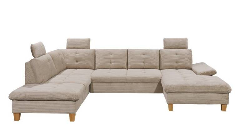 ED EXCITING DESIGN Wohnlandschaft Ascot, mit Schlaffunktion,Bettkasten, 3 Kopfstützen von ED EXCITING DESIGN