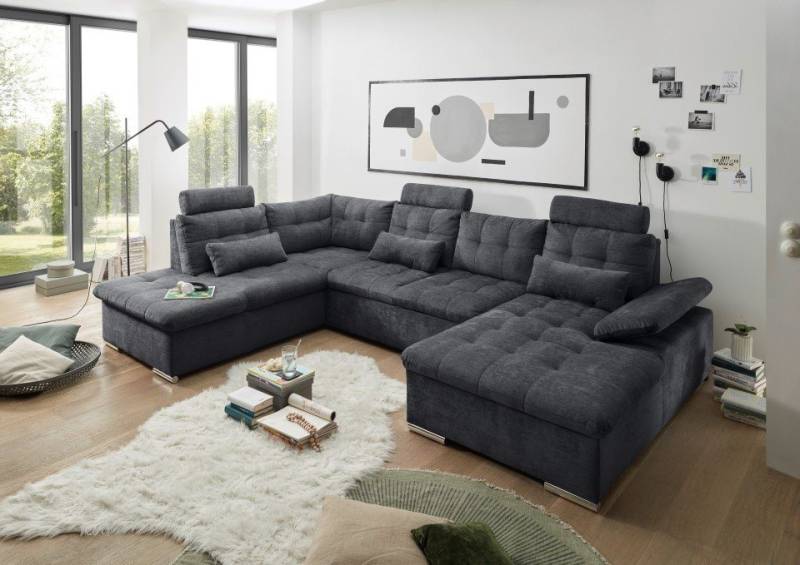 ED EXCITING DESIGN Wohnlandschaft Jakarta, mit Schlaffunktion, Bettkasten, Kopfstützen,Nierenkissen von ED EXCITING DESIGN
