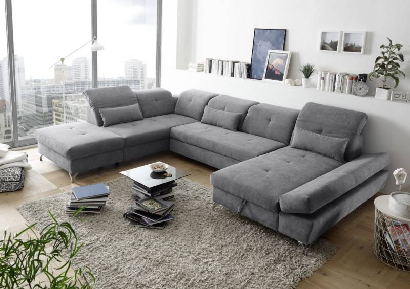 ED EXCITING DESIGN Wohnlandschaft Melfi, mit Schlaffunktion, Bettkasten, Kopflehnenfunktion von ED EXCITING DESIGN