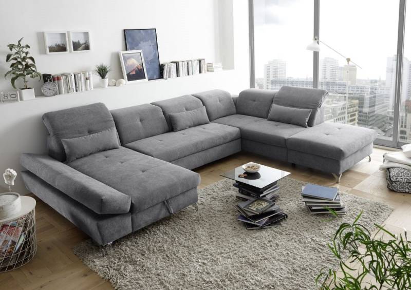 ED EXCITING DESIGN Wohnlandschaft Melfi, mit Schlaffunktion, Bettkasten, Kopflehnenfunktion von ED EXCITING DESIGN