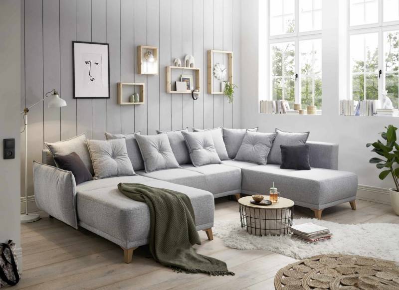 ED EXCITING DESIGN Wohnlandschaft Pamplona, mit Schlaffunktion, Bettkasten, Zierkissen, frei im Raum stellbar von ED EXCITING DESIGN