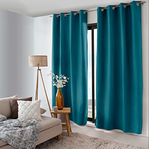 ED Enjoy Home - Vorhang – Polyester – 135 x 240 cm – Entenblau – Kollektion Nordica – fertig zum Aufhängen – waschbar bei 30 ° – für alle Räume – Bettwäsche – Vorhänge von ED Enjoy Home