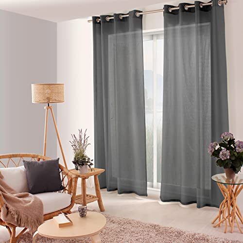 Enjoy Home Vorhang mit 8 Ösen aus verchromtem Metall, Durchmesser 4 cm, Polyester, 140 x 240 cm, Kollektion Jelly, fertig zum Aufhängen, waschbar bei 30 °, für alle Räume, Heimtextilien, Grau von ED Enjoy Home