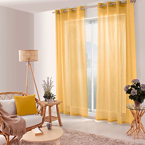 ED Enjoy Home - Gardine – Polyester – 140 x 240 cm – Senf – Kollektion Jelly – fertig zum Aufhängen – waschbar bei 30 °C – für alle Räume – Bettwäsche – Vorhänge ED Enjoy Home - Gardine – Polyester – 140 x 240 cm – Senf – Kollektion Jelly – fertig zum Aufhängen – waschbar bei 30 °C – für alle Räume – Bettwäsche – Vorhänge von Enjoy Home