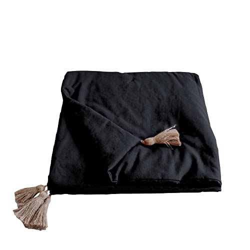 ED Enjoy Home Steppdecke mit 4 Jute, 90 x 190 cm, schwarz, 2007NRCHLJT090190, 90 x 190 von ED Enjoy Home