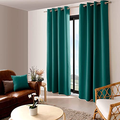 ED Enjoy Home Vorhang, Blickdicht, mit 8 Ösen, Polyester, 140 x 240 cm, Smaragd, 2010EM140240, 140 x 240 von ED Enjoy Home