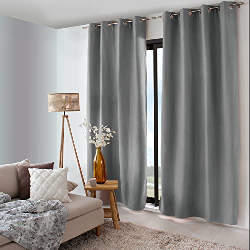 ED Enjoy Home - Vorhang – Polyester – 135 x 240 cm – Grau – Kollektion Nordica – fertig zum Aufhängen – waschbar bei 30 °C – für alle Räume – Bettwäsche – Vorhänge von ED Enjoy Home