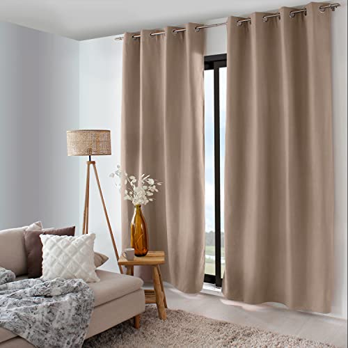 ED Enjoy Home - Vorhang – Polyester – 135 x 240 cm – Natur – Kollektion Nordica – fertig zum Aufhängen – waschbar bei 30 °C – für alle Räume – Bettwäsche – Vorhänge von Enjoy Home