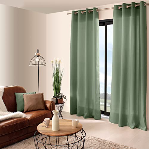 ED Enjoy Home - Vorhang – Polyester – 140 x 240 cm – Ton – Kollektion Basic – fertig zum Aufhängen – waschbar bei 30 °C – für alle Räume – Bettwäsche – Vorhänge von ED Enjoy Home