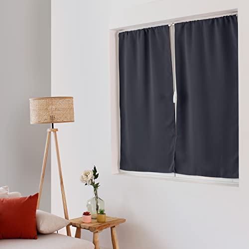 ED Enjoy Home - Vorhang – Polyester – 60 x 120 cm – Dunkelgrau – Kollektion Basic – fertig zum Aufhängen – waschbar bei 30 °C – für alle Räume – Bettwäsche – Vorhänge von ED Enjoy Home