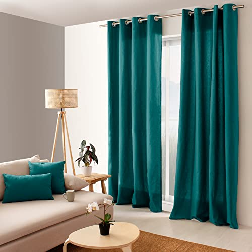 ED Enjoy Home Vorhang aus Baumwolle mit 8 Ösen, 135 x 240 cm, Smaragd, 2007EMO135240, 135 x 240 von ED Enjoy Home