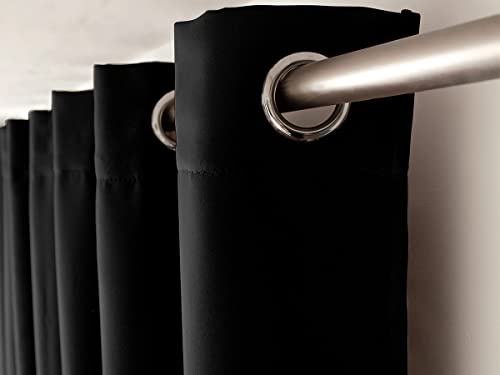 Enjoy Home Verdunkelungsvorhang mit 8 verchromten Metallösen, Durchmesser 4 cm, hohe Höhe, 100% Polyester, 140 x 280 cm, Stoff Oeko-Tex Zertifiziert, pflegeleicht, Basic Kollektion, Schwarz von Enjoy Home