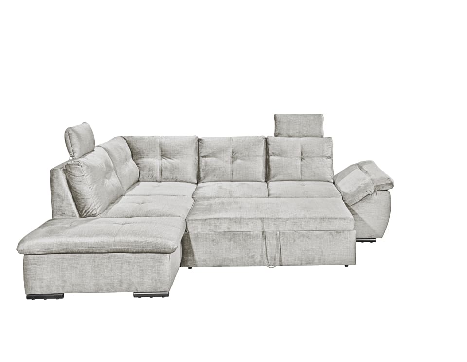 Alija Luxus-Schlafsofa mit verstellbarer Armlehne und Nosagfederung in Samtoptik – Wählbar in Silver, Grey oder Black von ED Exciting Design