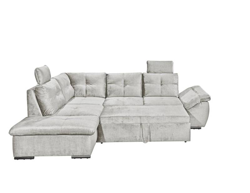 Alija Luxus-Schlafsofa mit verstellbarer Armlehne und Nosagfederung in Samtoptik – Wählbar in Silver, Grey oder Black von ED Exciting Design