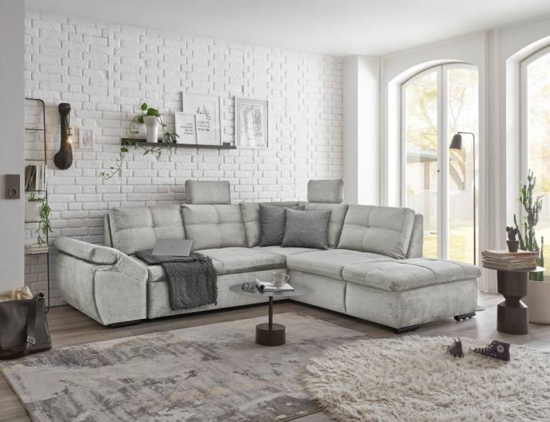 Alija Luxus-Schlafsofa mit verstellbarer Armlehne und Nosagfederung in Samtoptik – Wählbar in Silver, Grey oder Black von ED Exciting Design