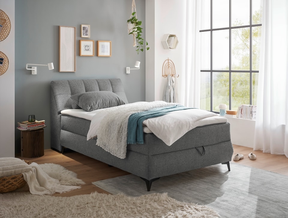 Boxbett Atlantis 120x200 cm in Dark Grey von ED Exciting Design mit Bettkasten von ED Exciting Design