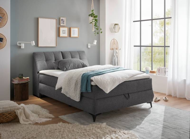 Boxbett Atlantis 140x200 cm in Anthrazit von ED Exciting Design mit Bettkasten von ED Exciting Design