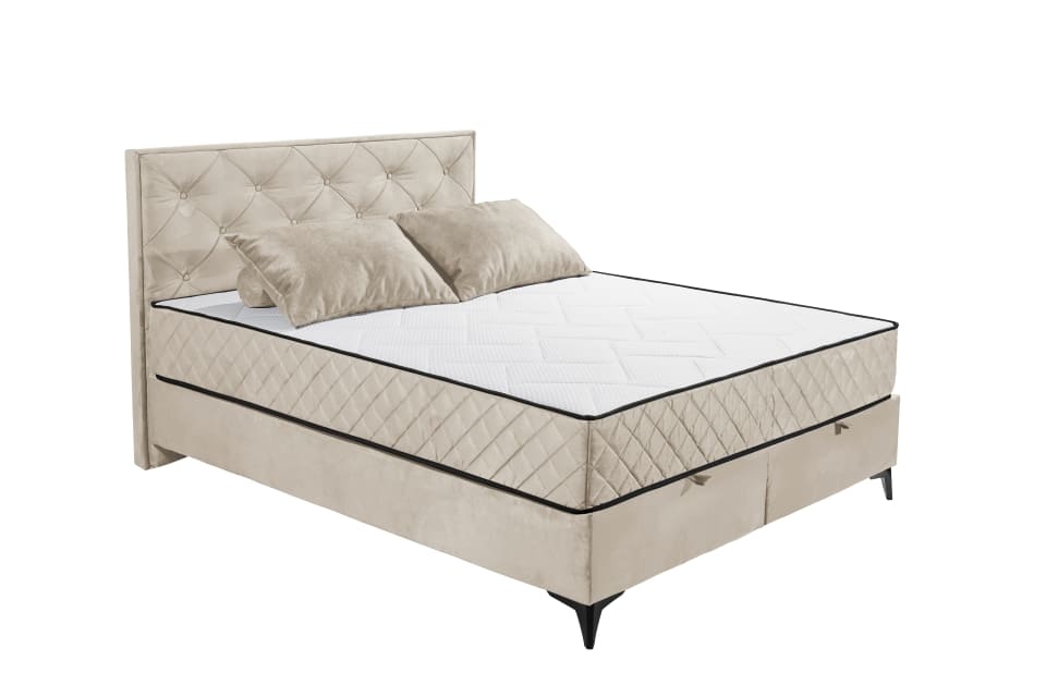 Boxbett Monroe B von ED Exciting Design Farbe Cream mit Bettkasten, 9-Zonen-Tonnentaschenfederkernmatratze|Härtegrad H3/H4 – in  180x200 cm von ED Exciting Design