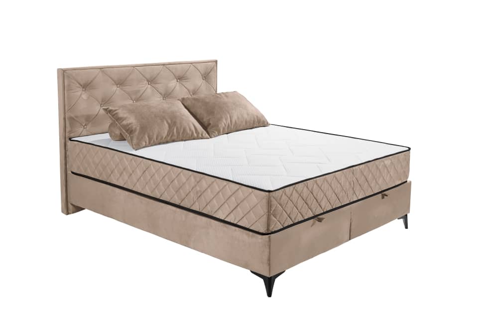 Boxbett Monroe B von ED Exciting Design Farbe Mink mit Bettkasten, 9-Zonen-Tonnentaschenfederkernmatratze|Härtegrad H3/H4 – in 160x200 cm von ED Exciting Design