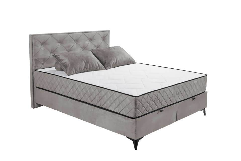 Boxbett Monroe B von ED Exciting Design Farbe grau mit Bettkasten, 9-Zonen-Tonnentaschenfederkernmatratze|Härtegrad H3/H4 – in  180x200 cm von ED Exciting Design