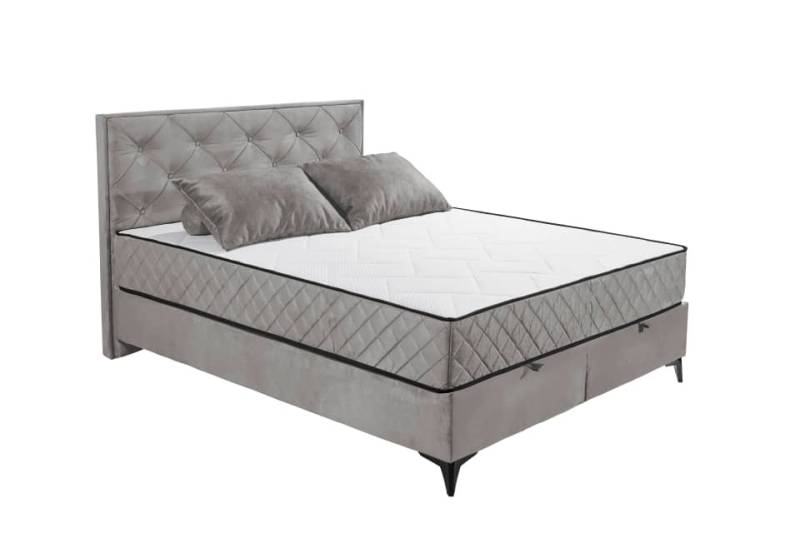 Boxbett Monroe B von ED Exciting Design Farbe grau mit Bettkasten, 9-Zonen-Tonnentaschenfederkernmatratze|Härtegrad H3/H4 – in  180x200 cm von ED Exciting Design