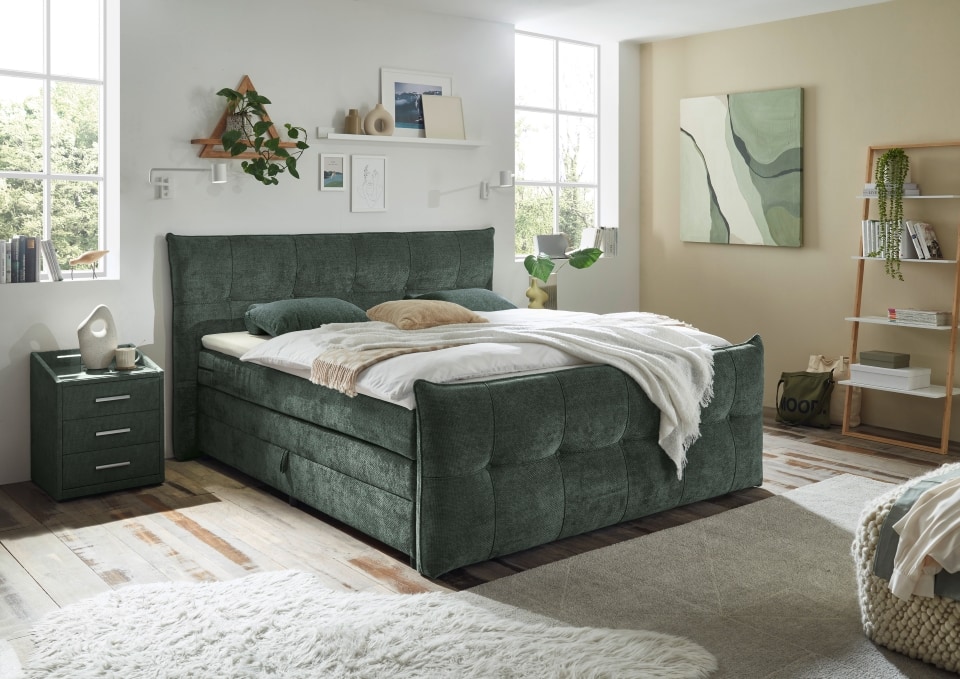 Boxspringbett Gallina 180x200 cm Winter Moos mit Bettkasten HR30-Topper – Ed Exciting Design von ED Exciting Design