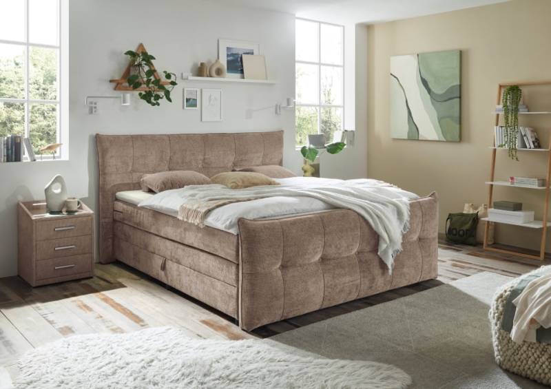 Boxspringbett Gallina 180x200 cm mit Bettkasten Mink HR30-Topper – Ed Exciting Design von ED Exciting Design