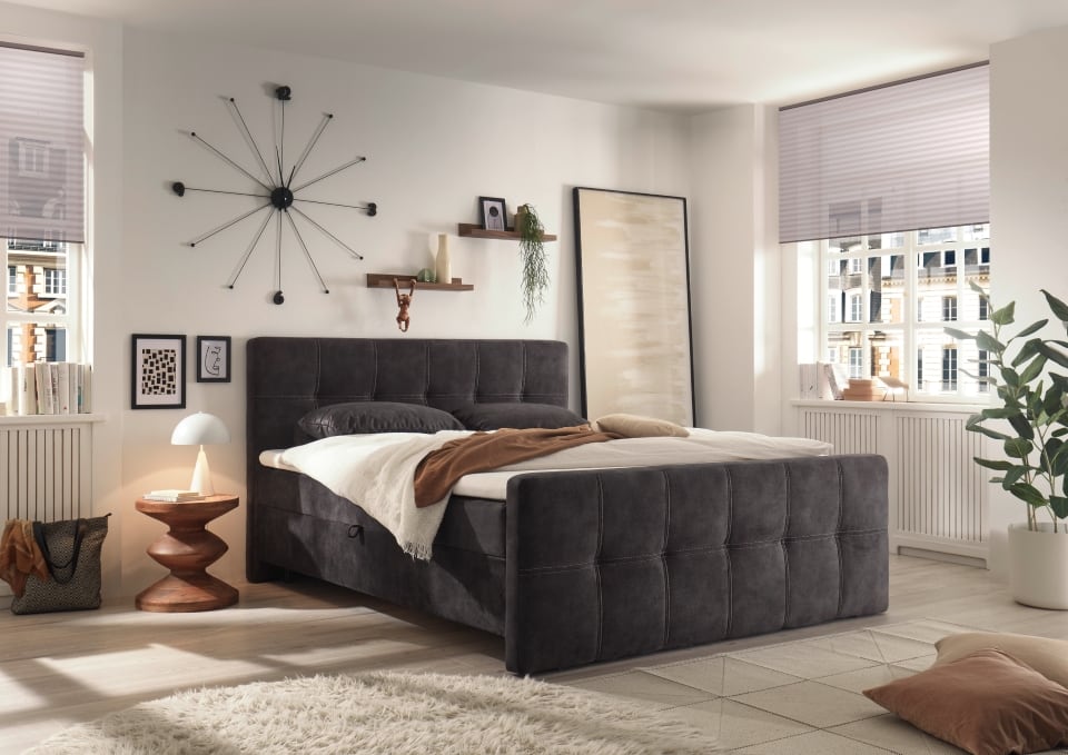 ED Exciting Design Boxbett Valetta 6 - Luxus-Mikrofaser, Tonnentaschenfederkern, HR-30 Topper, Bettkasten - H2 Härtegrad (bis 120 kg)  in verschiedenen Farben erhältlich von ED Exciting Design