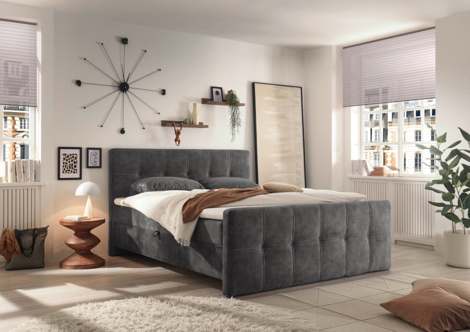 ED Exciting Design Boxbett Valetta 6 - Luxus-Mikrofaser, Tonnentaschenfederkern, HR-30 Topper, Bettkasten - H2 Härtegrad (bis 120 kg)  in verschiedenen Farben erhältlich von ED Exciting Design