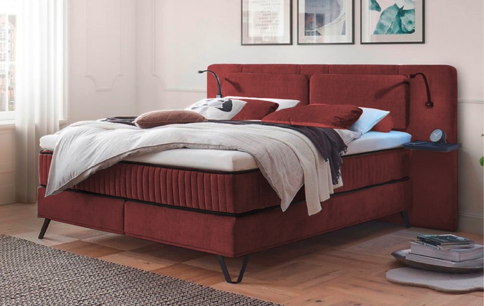 ED Exciting Design Boxspringbett Milazzo - Aphrodite in verschiedenen Farben erhältlich mit 9-Zonen-Tonnentaschenfederkern und Wireless Charging von ED Exciting Design